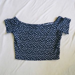 H&M Black and White Daisy Crop Top